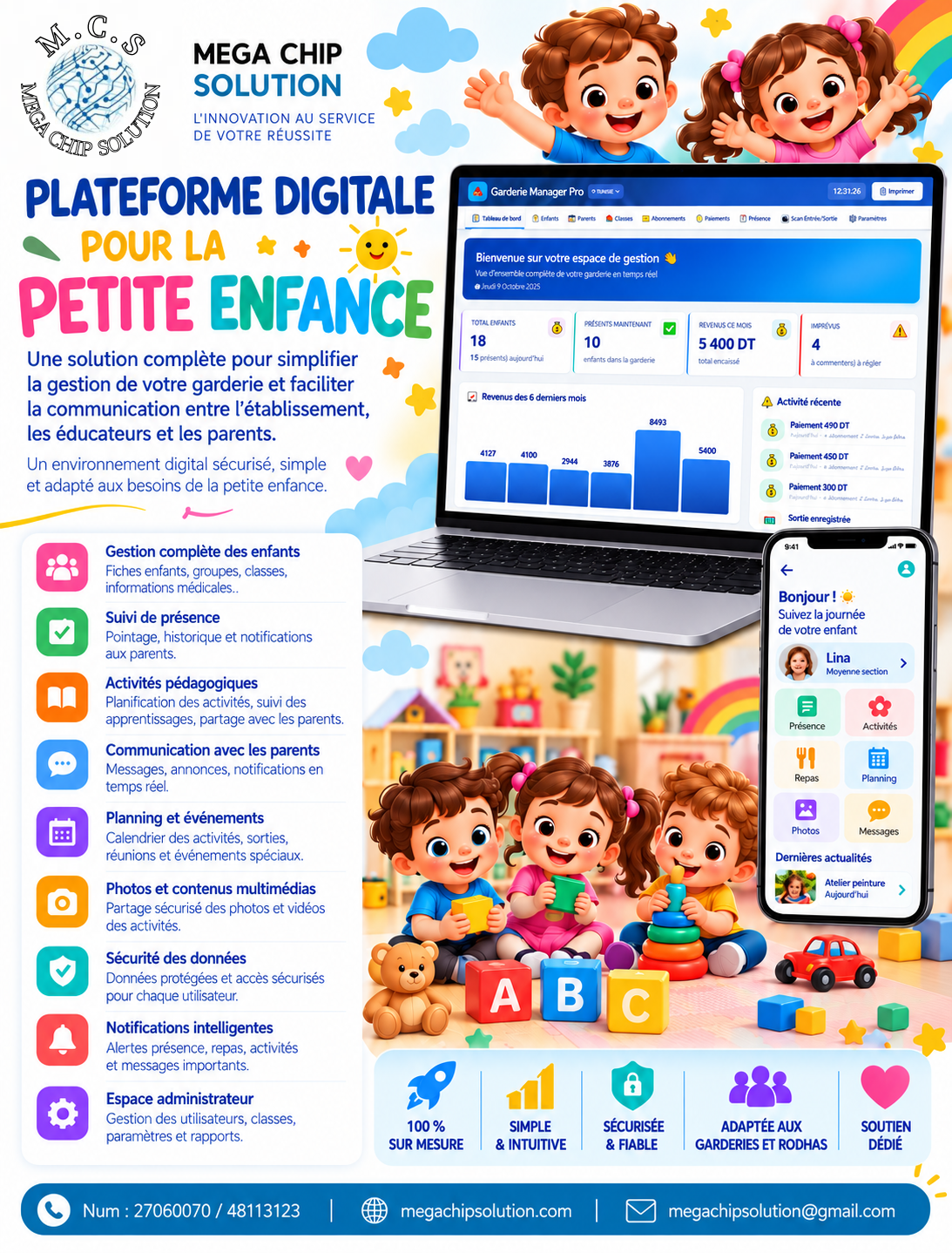 Plateforme digitale pour garderie Mega Chip Solution